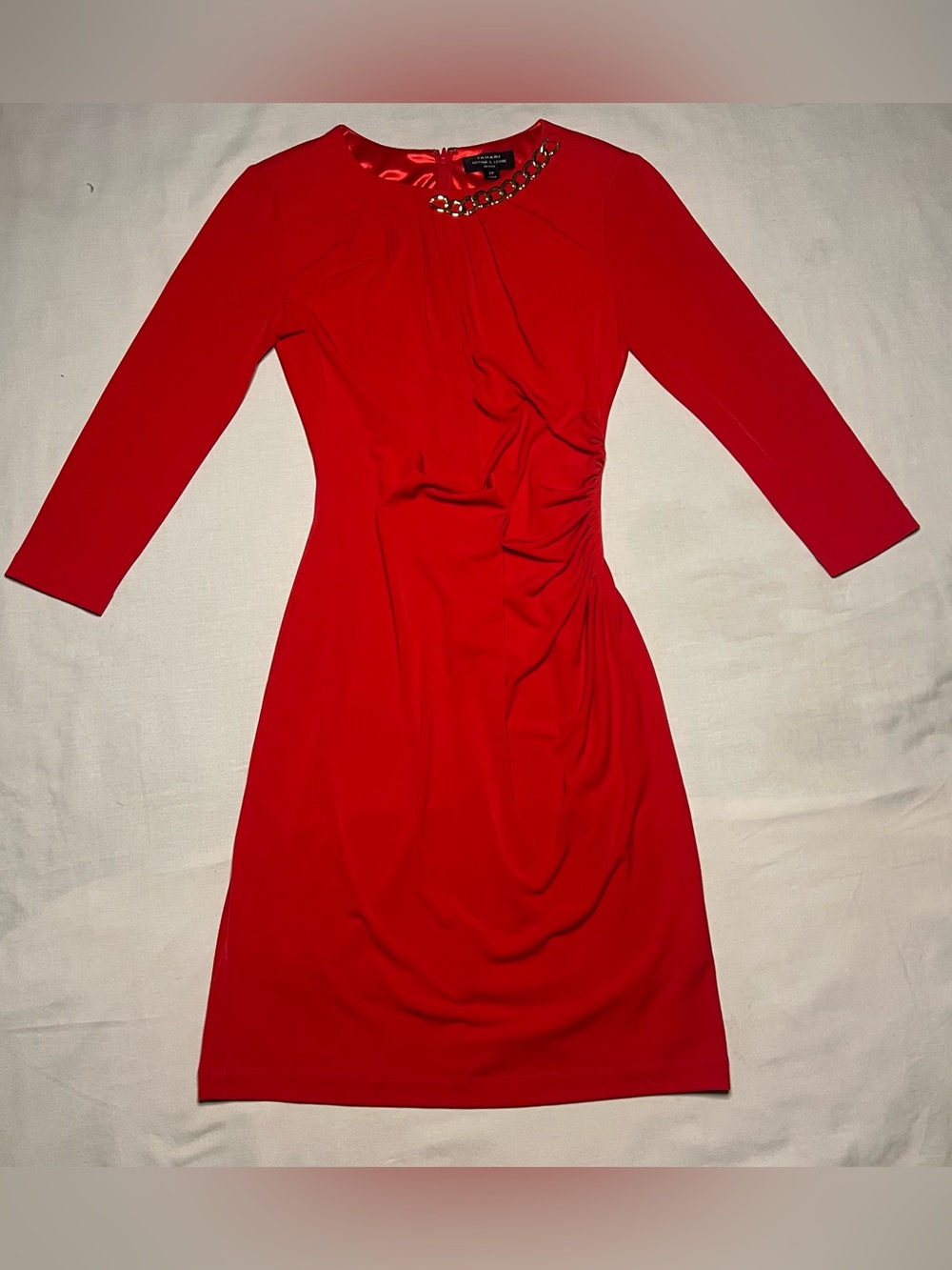 Speechless Red Dress Top with Gold Chain Accent